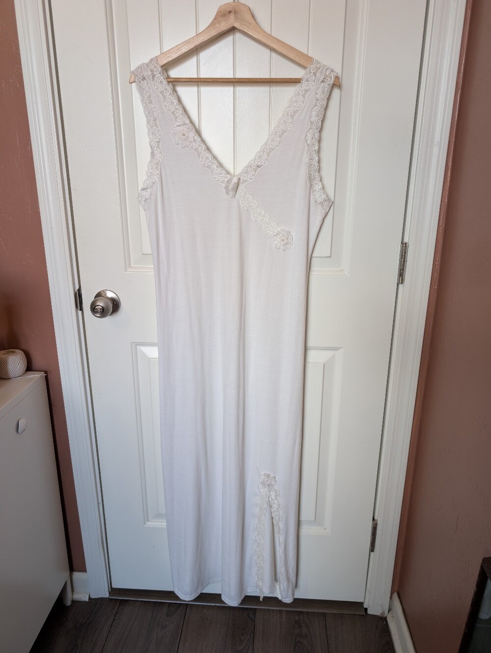 NWT Deadstock Susan Bristol Lace Lined Nightgown Large White